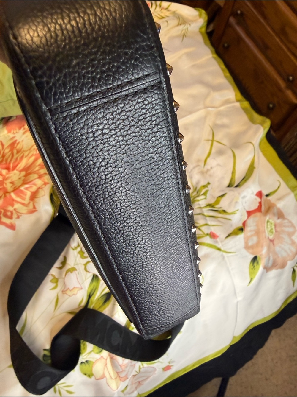 MCM Park Avenue Studded Grained Leather Crossbody Bag – Black - Picture 4 of 15